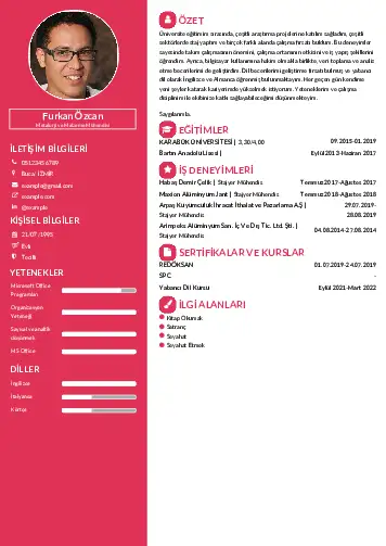 Metalürji Ve Malzeme Mühendisliği Cv Örnekleri cv indir
